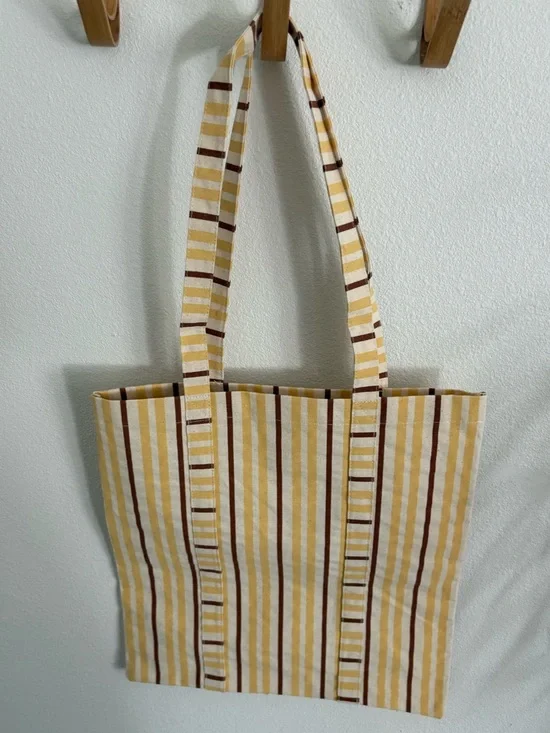 Sezane Yellow and Brown Striped Canvas Tote - Picture 5 of 5